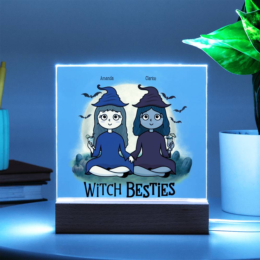 Witch Besties Personalized Best Friends Halloween Acrylic Plaque