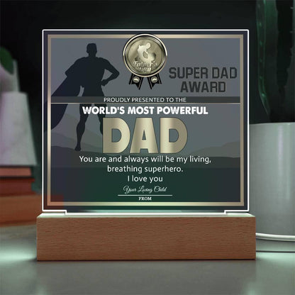 Super Dad Award World's Most Powerful Dad Personalized Acrylic Plaque