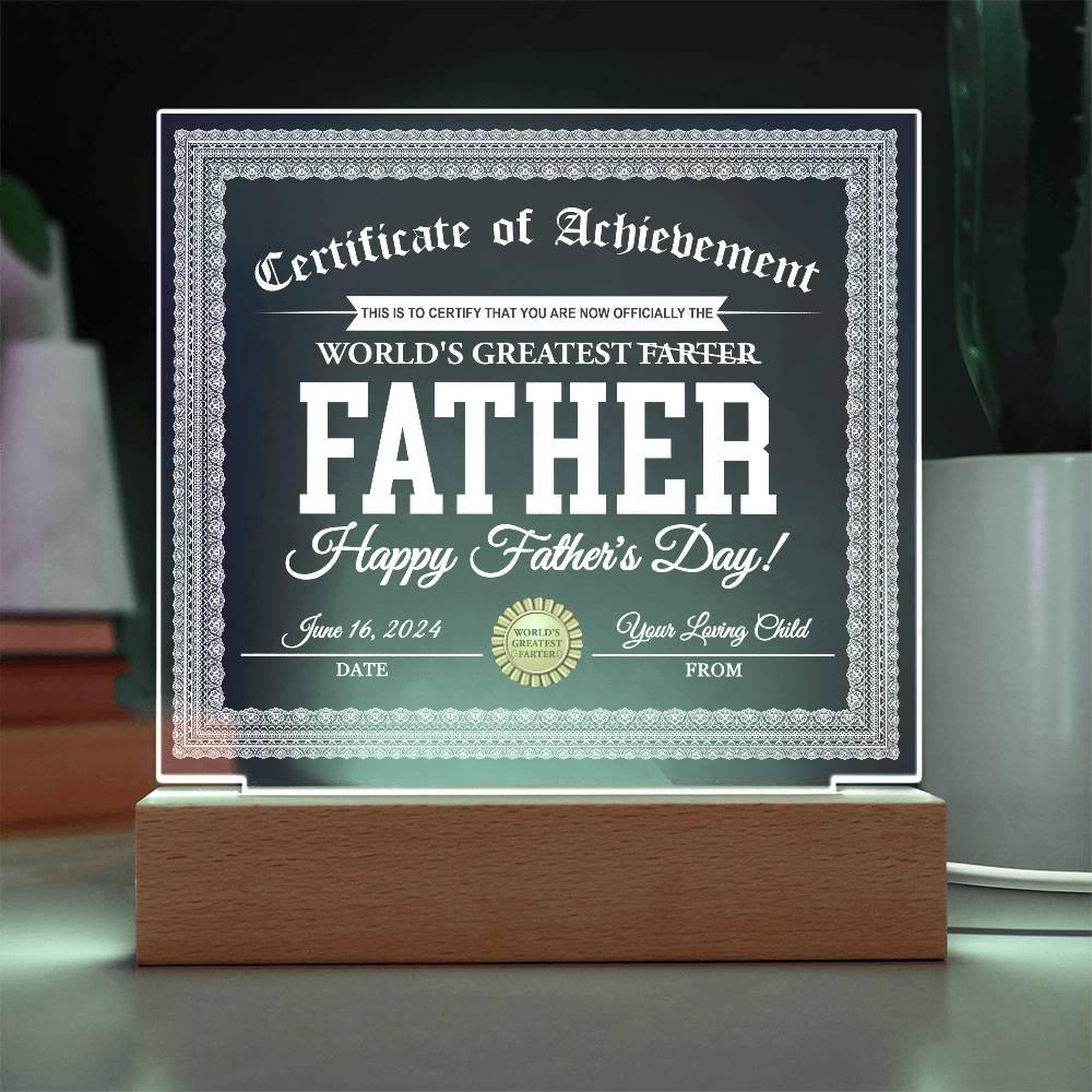 Dad Gift - World's Greatest Farter Funny Personalized Acrylic Plaque