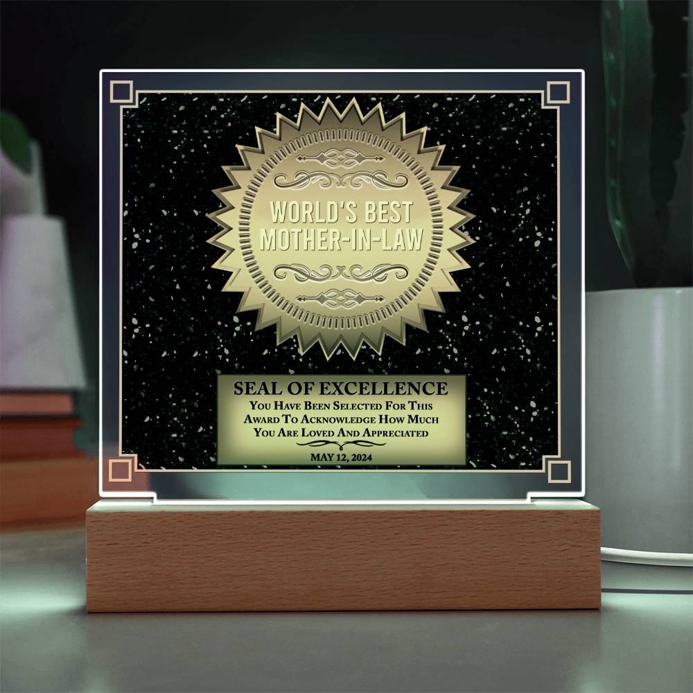 Mother-in-law Seal of Excellence Acrylic Plaque Mother's Day Gift