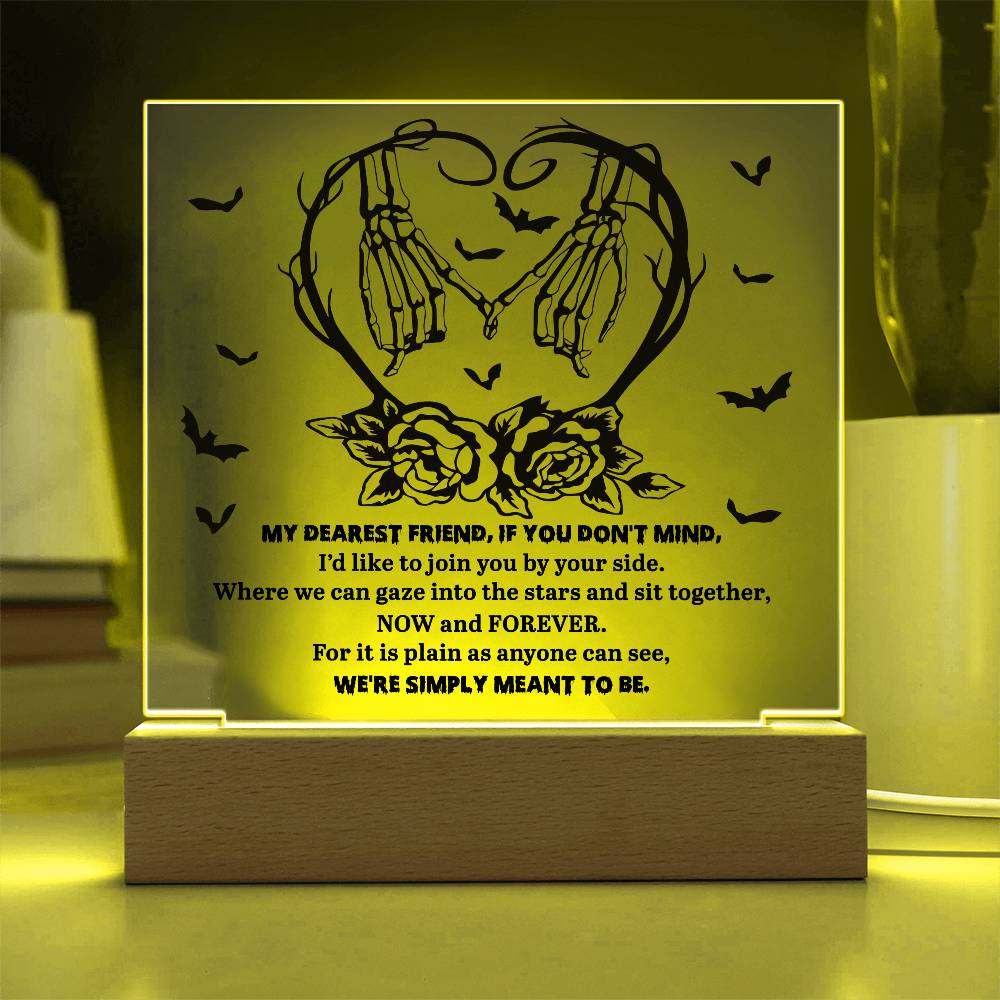 Soulmate Halloween - We Are Meant To Be - Acrylic Square Plaque with LED Wooden Base