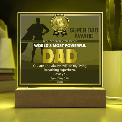 Super Dad Award World's Most Powerful Dad Personalized Acrylic Plaque