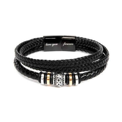 Gift for Father-in-Law - Thank You for Leading By Example - Black Braided Leather Men's Bracelet