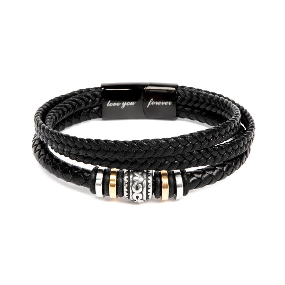 Gift for Dad - In Sun and Rain, Pleasure and Pain Men's Braided Leather Bracelet