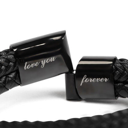 Bonus Dad Gift - Legacy of Love Men's Braided Leather Bracelet with Message Card Set