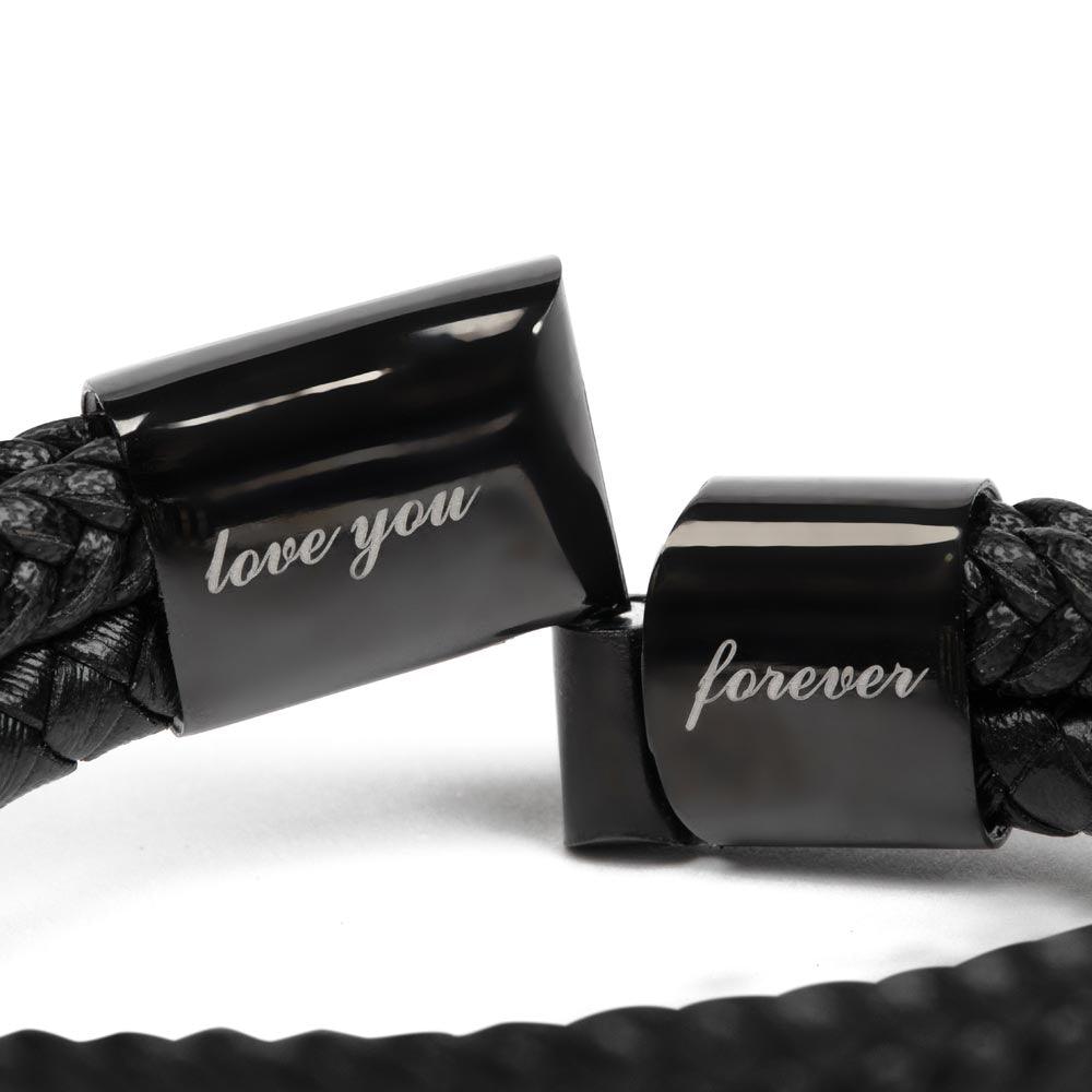 To My Incredible Stepped Up Dad - The Dad You Choose to Be Men's Leather Bracelet with Gift Box