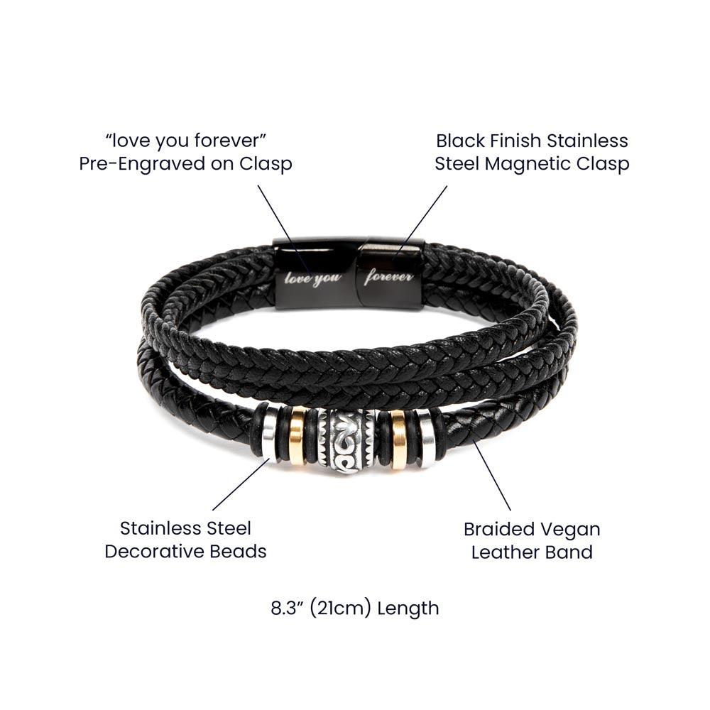 Bonus Dad Gift - Legacy of Love Men's Braided Leather Bracelet with Message Card Set