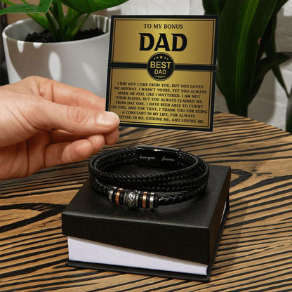 Bonus Dad Gift - Legacy of Love Men's Braided Leather Bracelet with Message Card Set