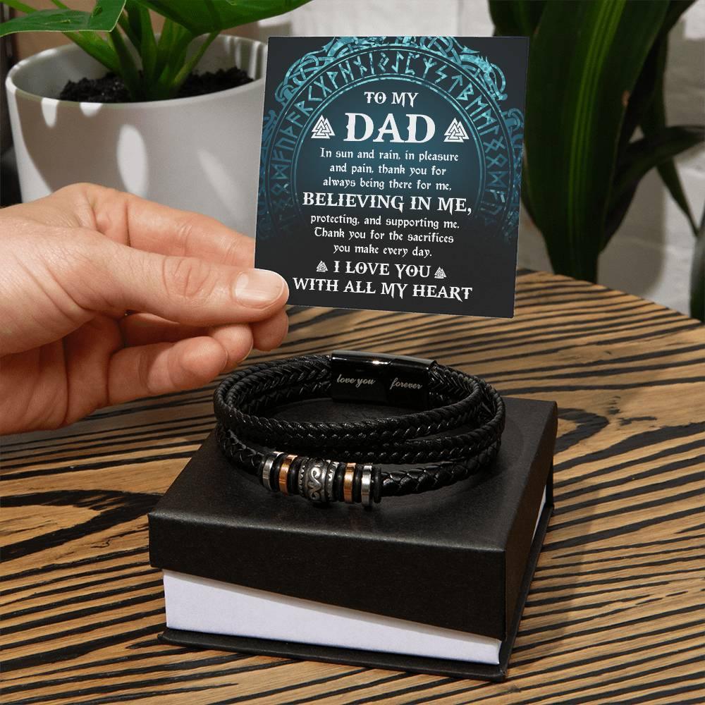 Dad - Pleasure And Pain Leather Braided Men's Bracelet