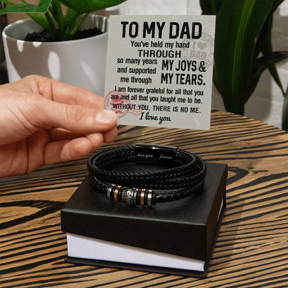 Dad Gift - You Held My Hand Through the Years - Braided Leather Men's Bracelet