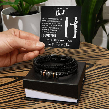 Dad Roots To Grow Leather Braided Men's Bracelet