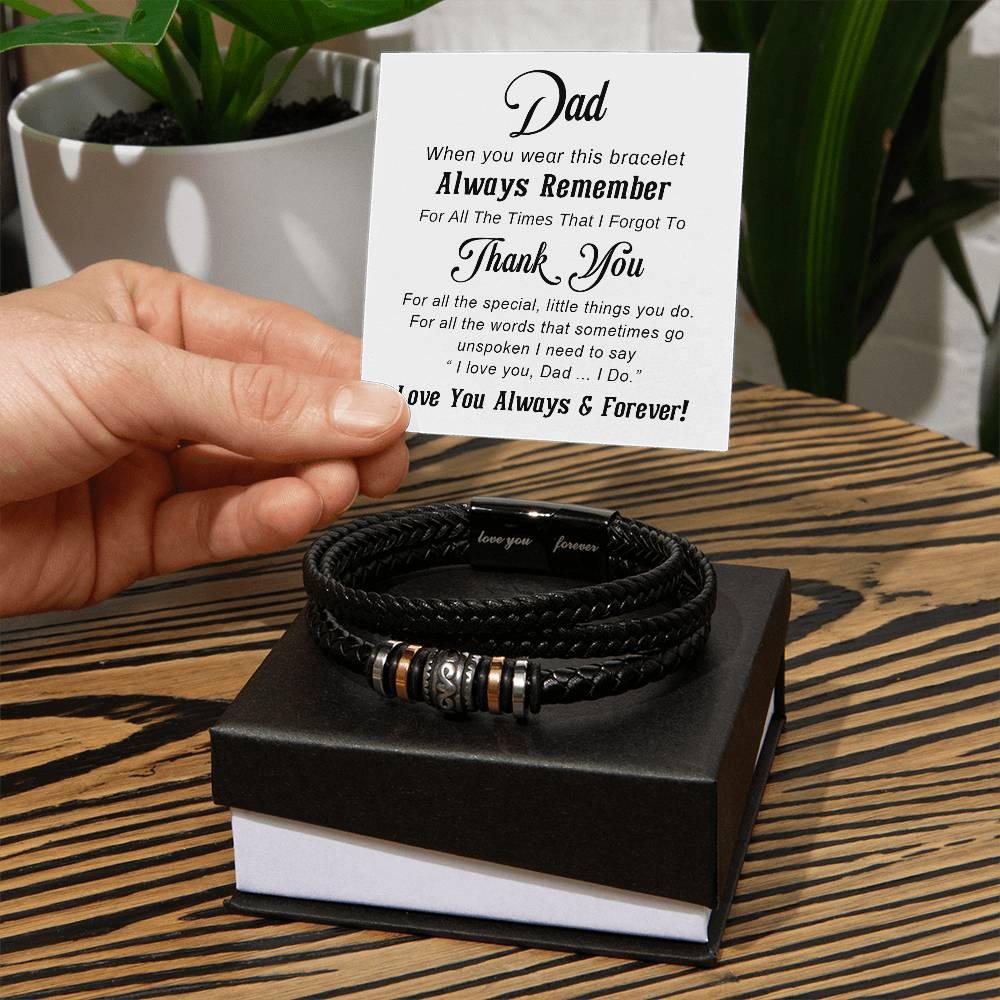 Dad Unspoken Words Leather Braided Men's Bracelet