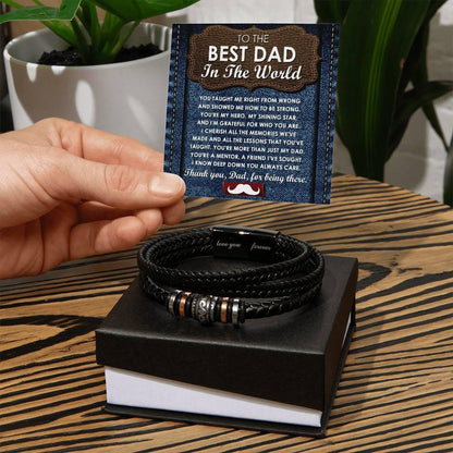 Dad Gift - You Taught Me Right from Wrong - Braided Leather Men's Bracelet