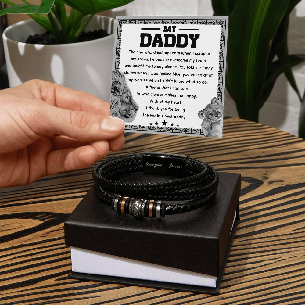 Dad Gift-The One Who Dried My Tears and Makes Me Happy-Braided Leather Men's Bracelet