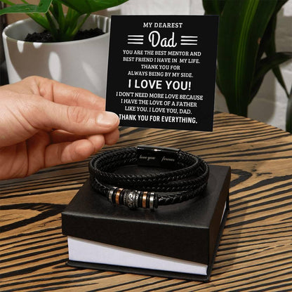 Dad My Mentor My Best Friend Leather Braided Men's Bracelet