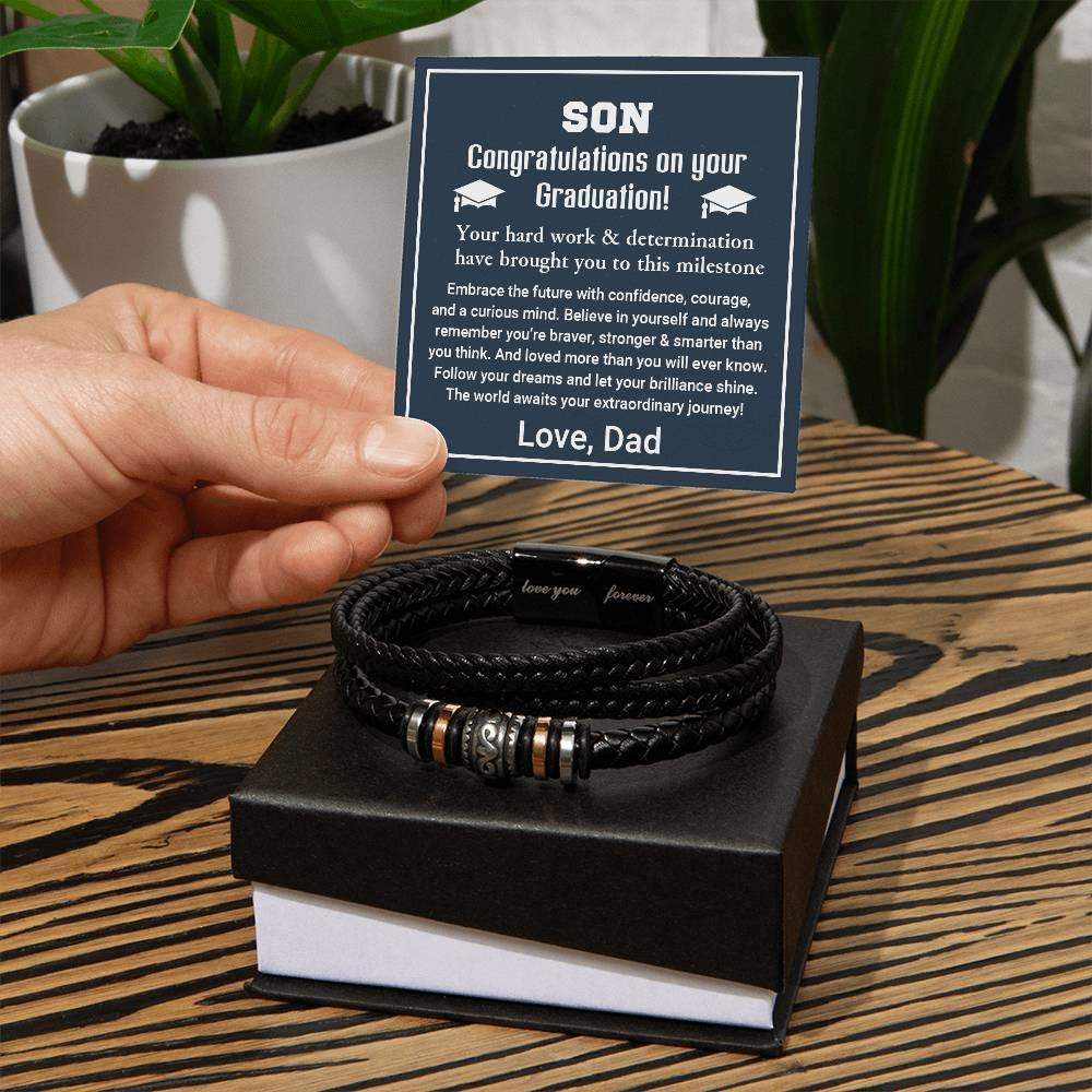 Son Graduation Personalized Leather Bracelet Embrace the Future