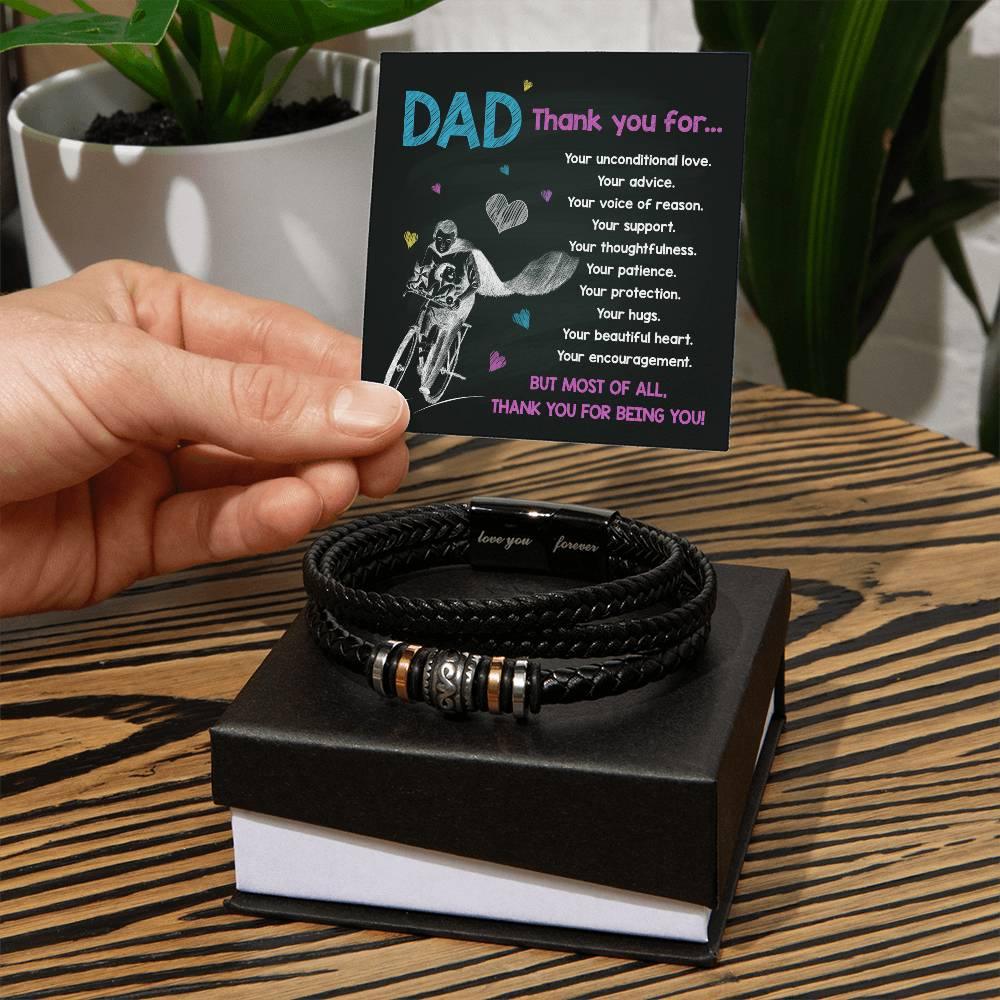 Dad Gift-Thank You For Being You -Braided Leather Men's Bracelet