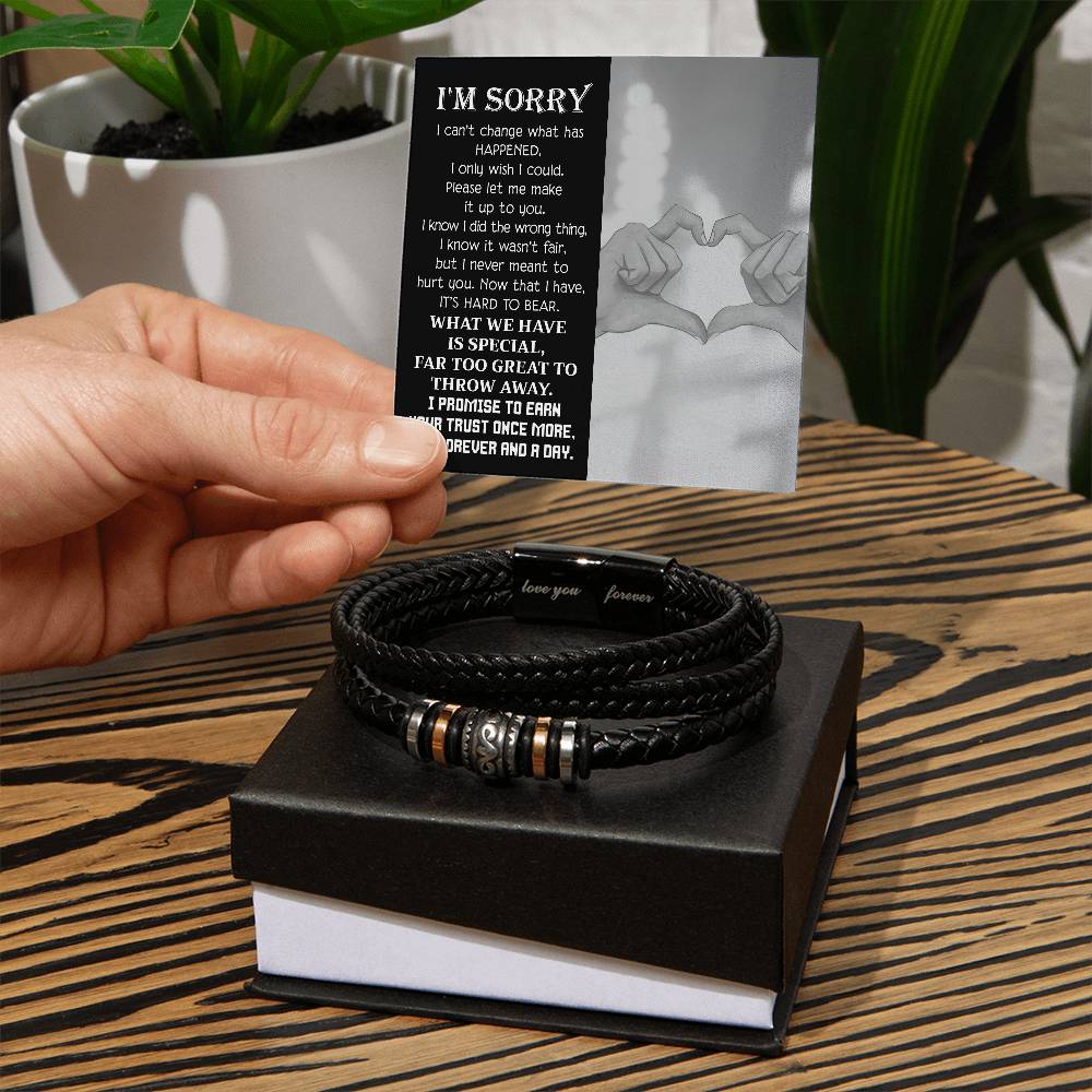 Apology Gift For Him - Sorry, I Wish I Could - Love You Forever Men's Bracelet