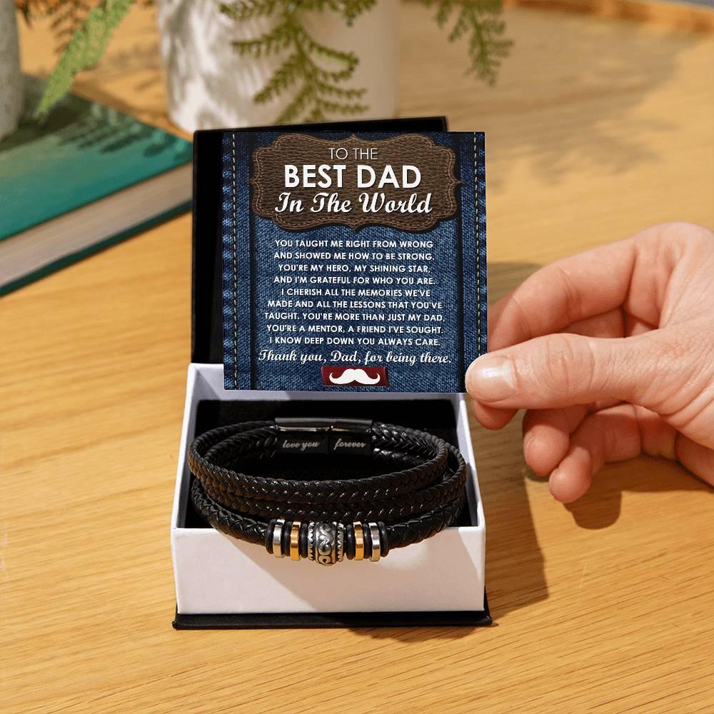 Dad Gift - You Taught Me Right from Wrong - Braided Leather Men's Bracelet