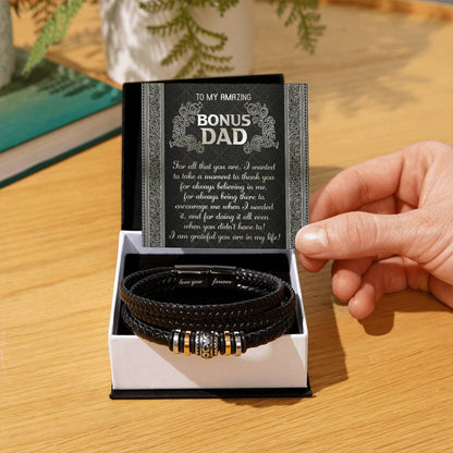 Gift for Bonus Dad I am Grateful You are in My Life Leather Bracelet