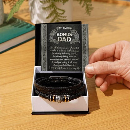 Gift for Bonus Dad I am Grateful You are in My Life Leather Bracelet