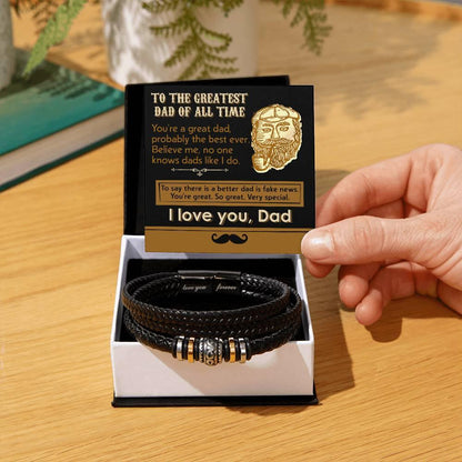 Dad Gift- You Are the Best Dad, To Say there is a Better Dad is Fake News -Braided Leather Men's Bracelet