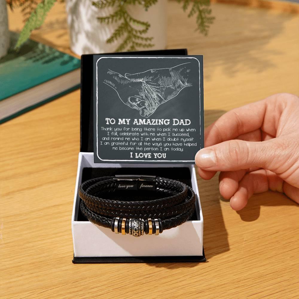 To My Amazing Dad You-Pick Me Up When I Fall Leather Bracelet Gift for Father