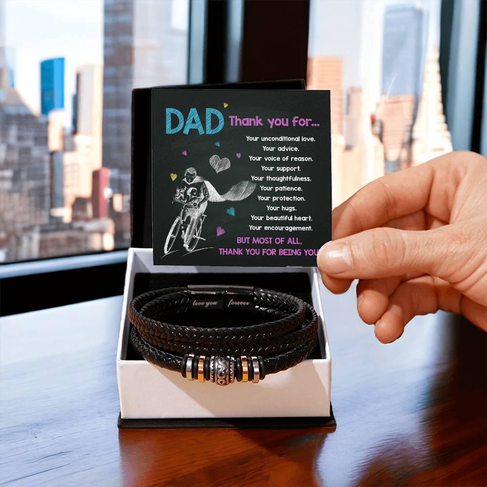 Dad Gift-Thank You For Being You -Braided Leather Men's Bracelet