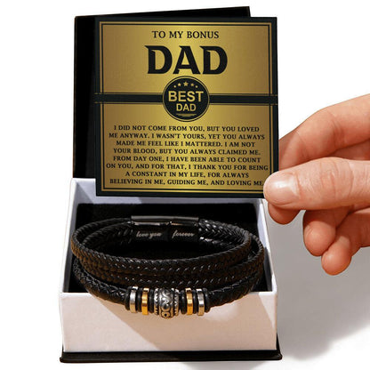 Bonus Dad Gift - Legacy of Love Men's Braided Leather Bracelet with Message Card Set