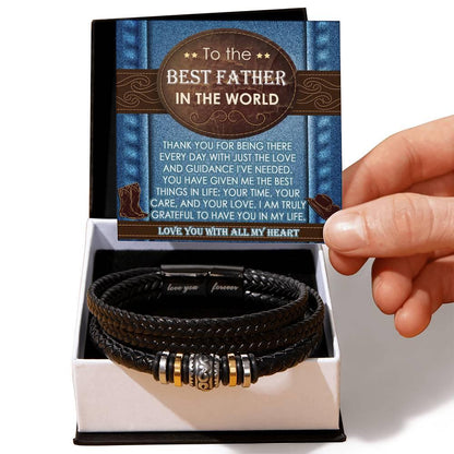 Dad Gift - All My Heart Cowboy Braided Leather Men's Bracelet