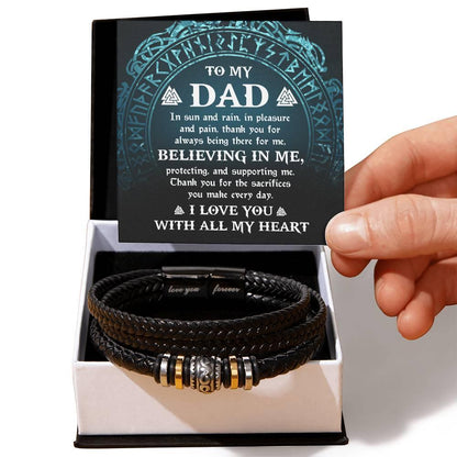 Gift for Dad - In Sun and Rain, Pleasure and Pain Leather Bracelet