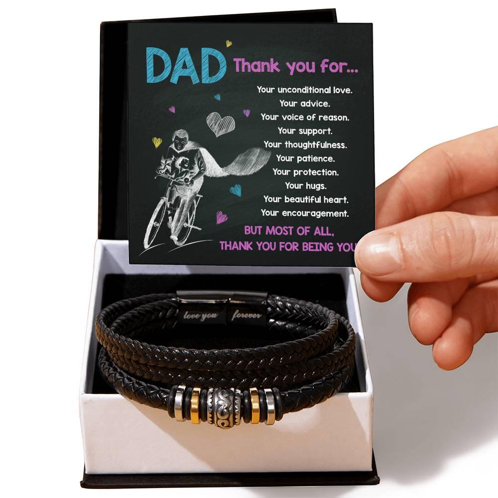 Dad Gift-Thank You For Being You -Braided Leather Men's Bracelet