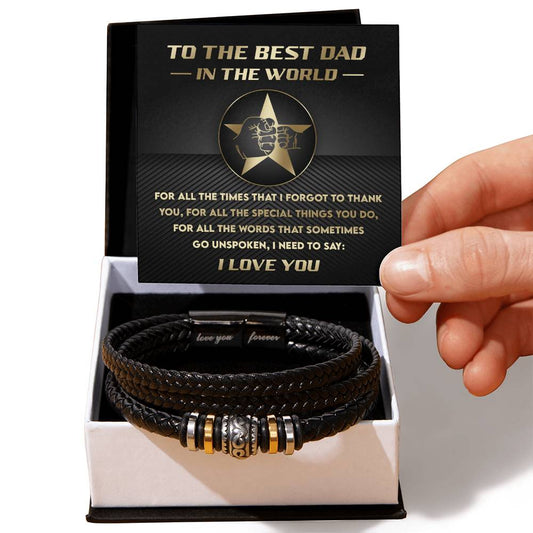 Dad - I Just MNeed To Say Leather Braided Men's Bracelet