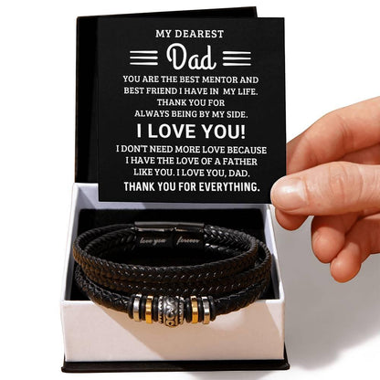 Dad My Mentor My Best Friend Leather Braided Men's Bracelet