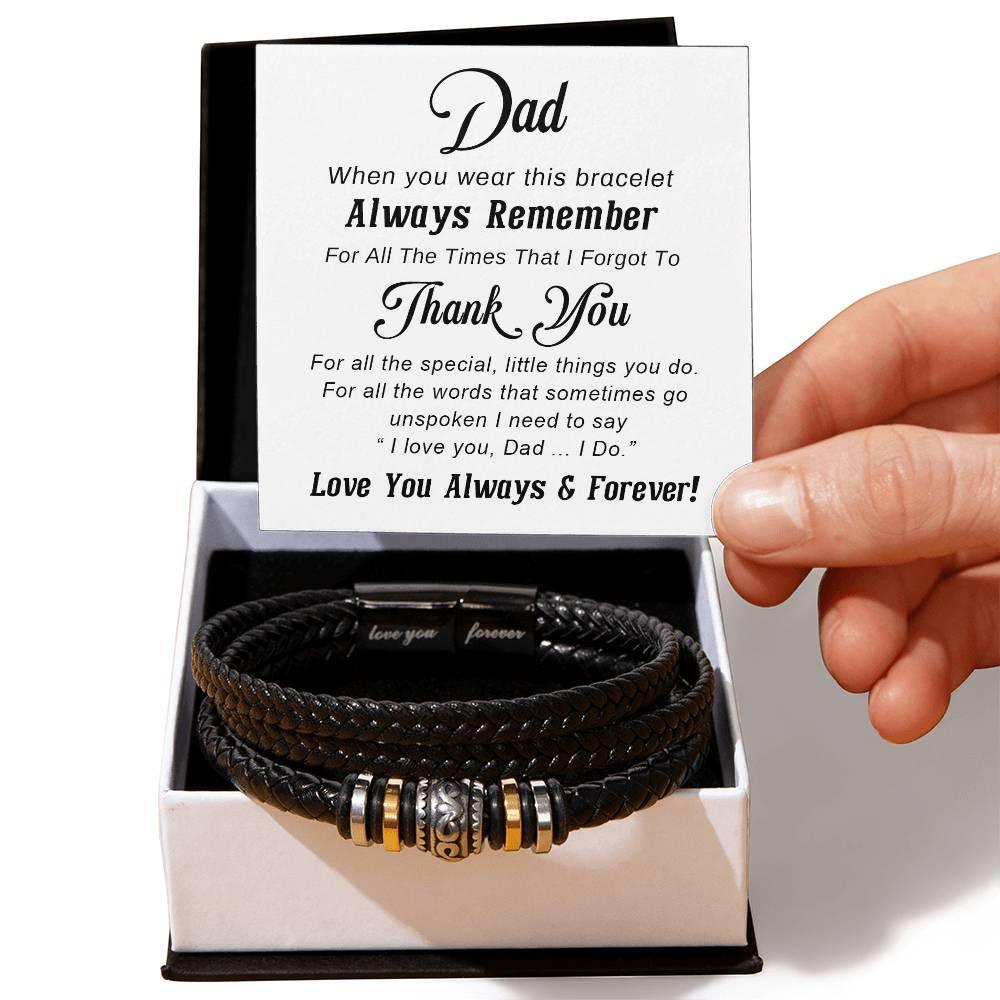 Dad Unspoken Words Leather Braided Men's Bracelet