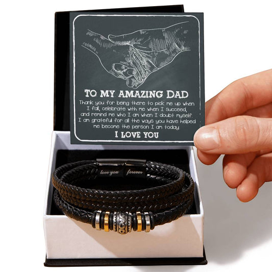Dad - Pick Me Up Leather Braided Men's Bracelet