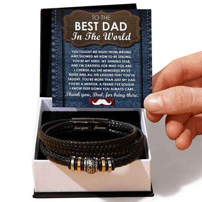 Dad Gift - You Taught Me Right from Wrong - Braided Leather Men's Bracelet