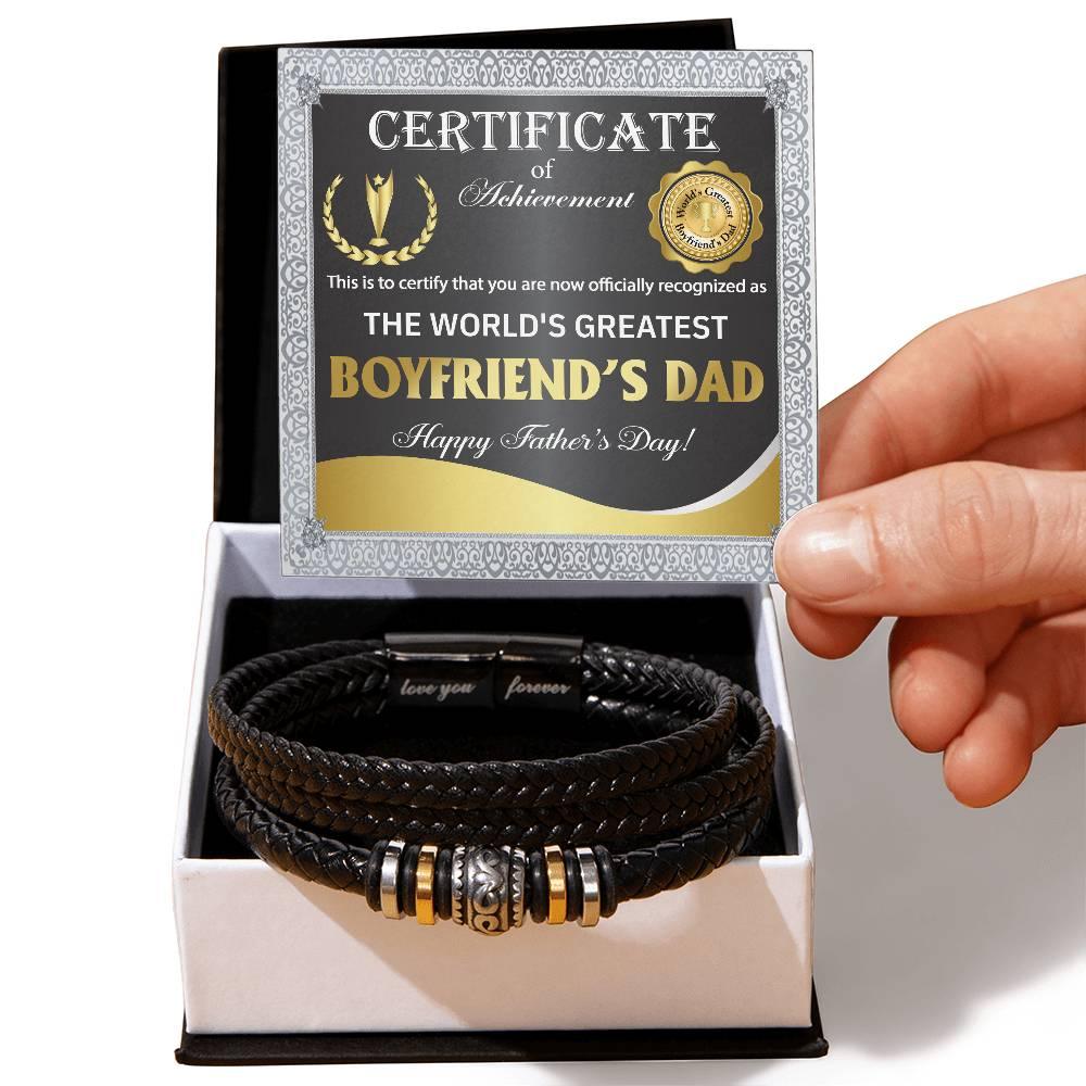 Gift for Boyfriend's Dad - World's Greatest Dad Happy Father's Day - Men's Braided Leather Bracelet