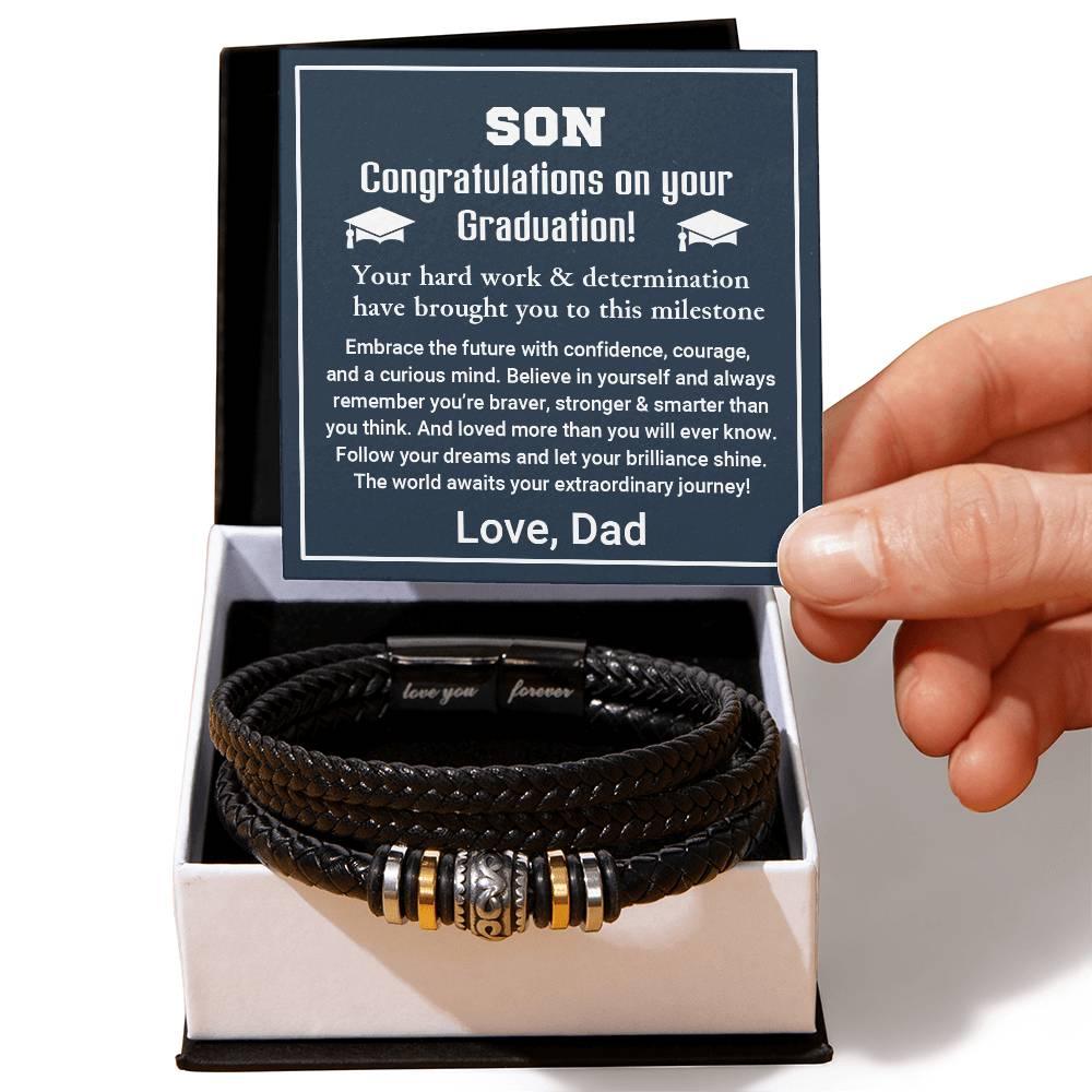 Son Graduation Personalized Leather Bracelet Embrace the Future