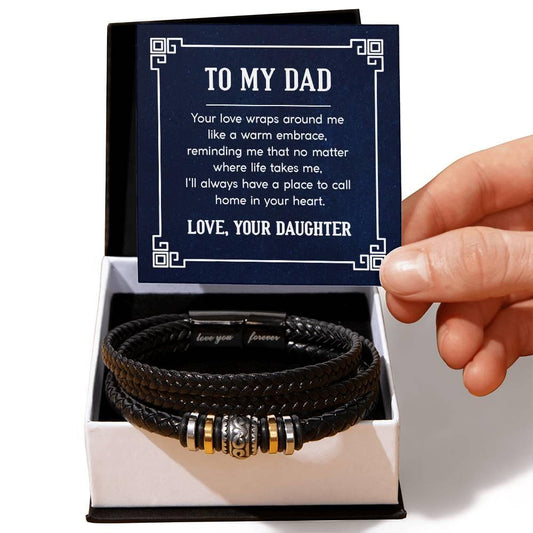 Dad Gift A Home in your Heart Leather Braided Men's Bracelet