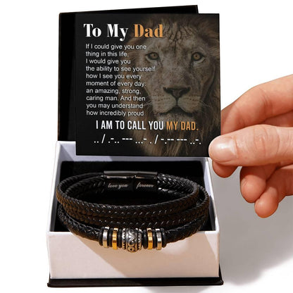 Dad Gift - I am Proud to Call You Dad - Braided Leather Men's Bracelet