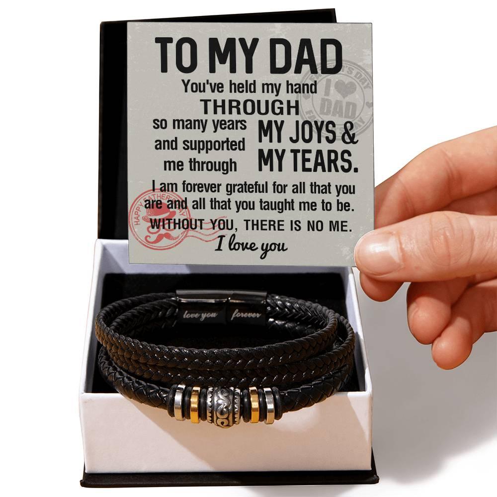 Dad Gift - You Held My Hand Through the Years - Braided Leather Men's Bracelet