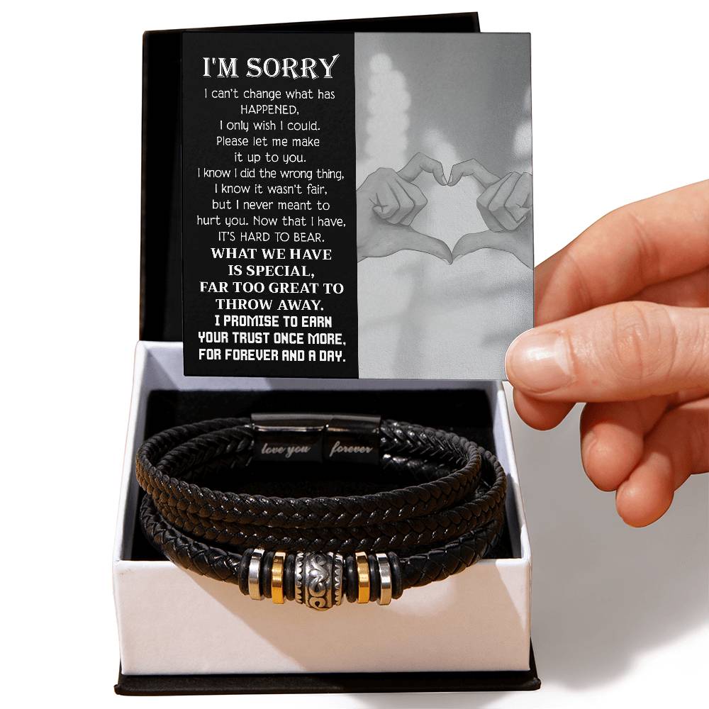 Apology Gift For Him - Sorry, I Wish I Could - Love You Forever Men's Bracelet