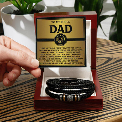 Bonus Dad Gift - Legacy of Love Men's Braided Leather Bracelet with Message Card Set