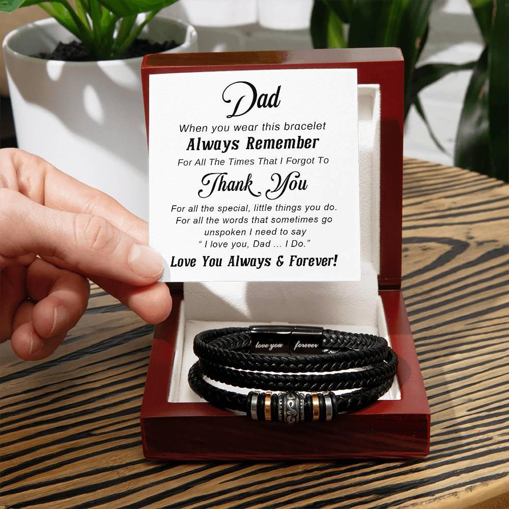 Dad Unspoken Words Leather Braided Men's Bracelet