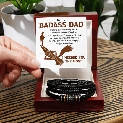 Dad Gift - To My Badass Dad - Braided Leather Men's Bracelet