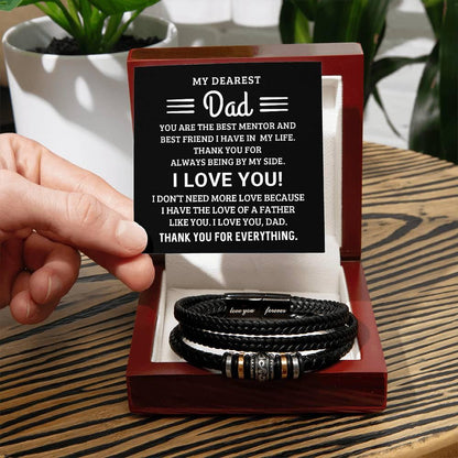 Dad My Mentor My Best Friend Leather Braided Men's Bracelet