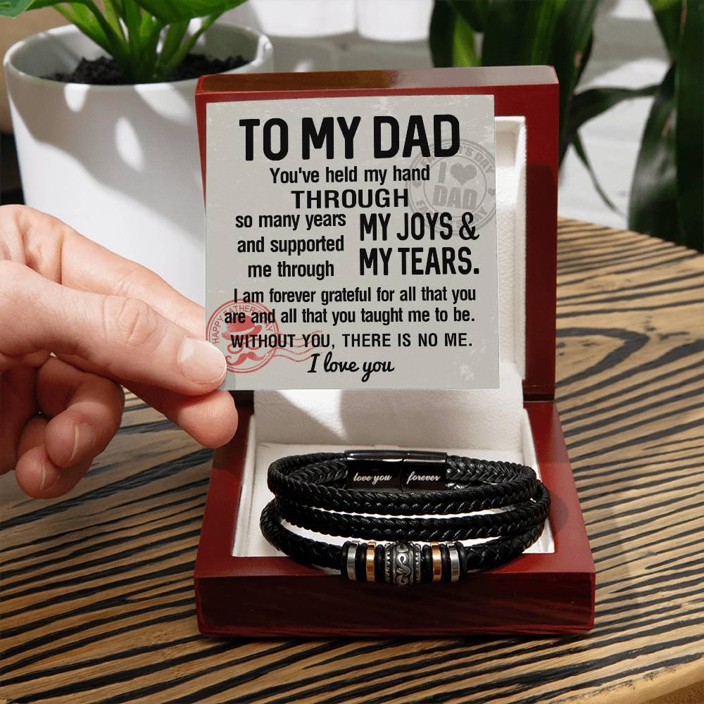 Dad Gift - You Held My Hand Through the Years - Braided Leather Men's Bracelet