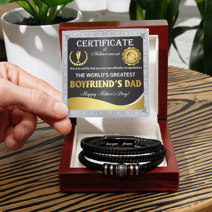 Gift for Boyfriend's Dad - World's Greatest Dad Happy Father's Day - Men's Braided Leather Bracelet