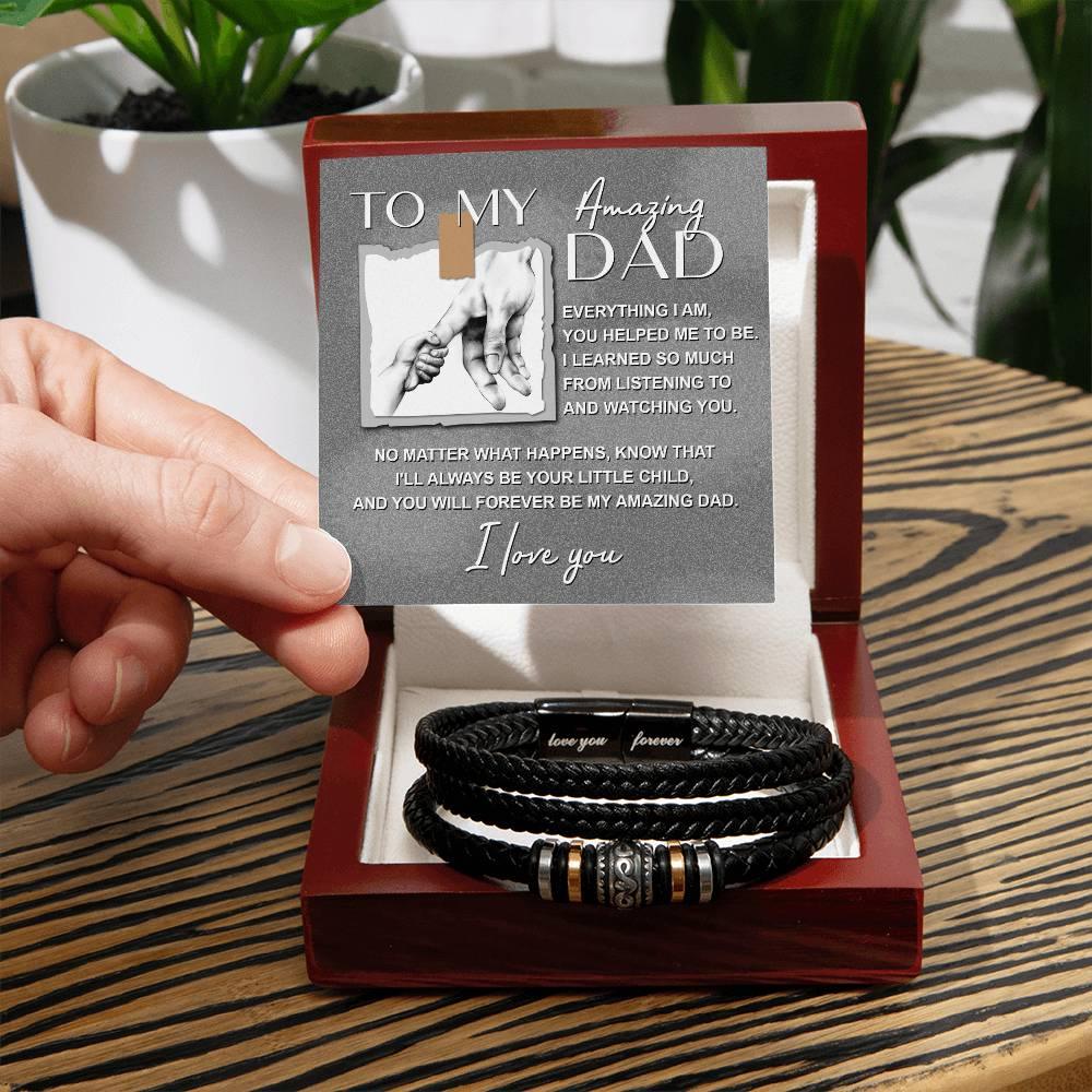 Dad Gift - I Will Always Be Your Little Child - Braided Leather Men's Bracelet